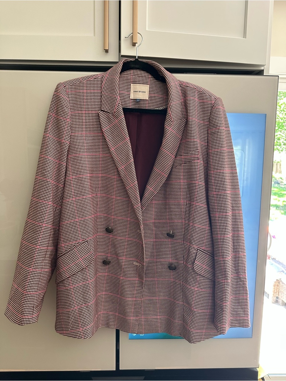 Court & Rowe Women's Double
Breasted Houndstooth Jacket Deep
Rich Red Sz 14